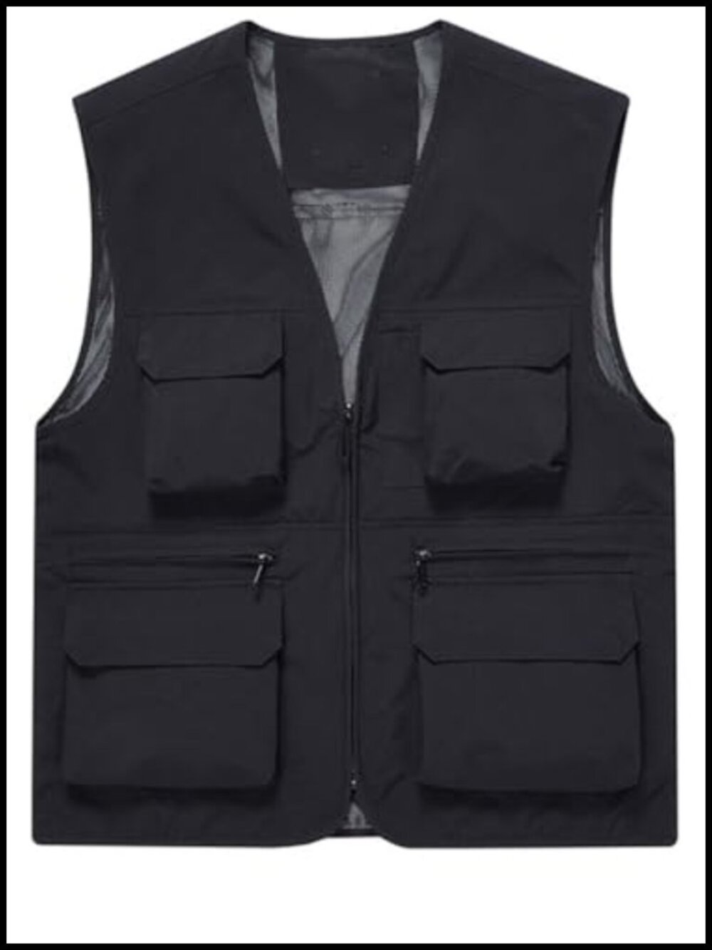 Men's Lightweight Utility Fishing Zip Up Cargo Vest with Multi Pockets